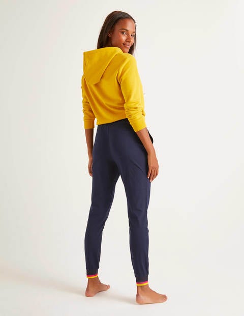 Striped Cuff Jersey Joggers - Navy Striped Cuff Jersey Joggers - Navy