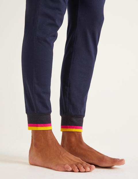 Striped Cuff Jersey Joggers - Navy Striped Cuff Jersey Joggers - Navy