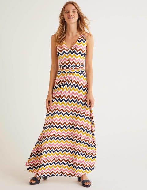 Sienna Jersey Maxi Dress - Ivory, Chevron Stripe Sienna Jersey Maxi Dress - Ivory, Chevron Stripe