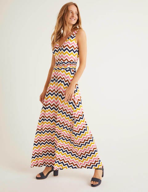Sienna Jersey Maxi Dress - Ivory, Chevron Stripe Sienna Jersey Maxi Dress - Ivory, Chevron Stripe