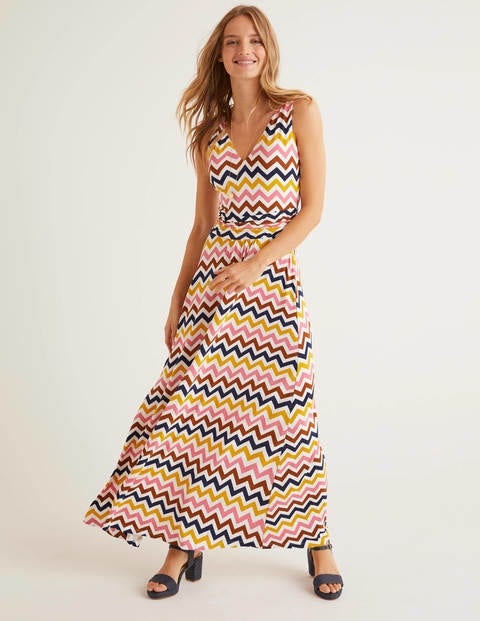Sienna Jersey Maxi Dress - Ivory, Chevron Stripe Sienna Jersey Maxi Dress - Ivory, Chevron Stripe