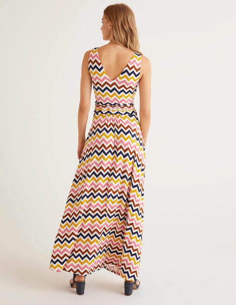 Sienna Jersey Maxi Dress - Ivory, Chevron Stripe Sienna Jersey Maxi Dress - Ivory, Chevron Stripe