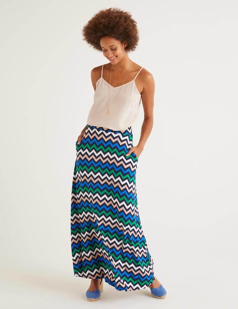Jersey Maxi Skirt - Navy Chevron Stripe Jersey Maxi Skirt - Navy Chevron Stripe