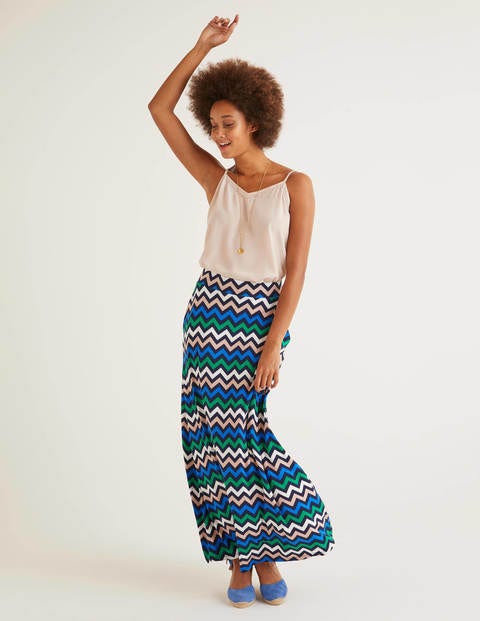 Jersey Maxi Skirt - Navy Chevron Stripe Jersey Maxi Skirt - Navy Chevron Stripe