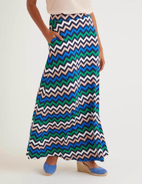 Jersey Maxi Skirt - Navy Chevron Stripe Jersey Maxi Skirt - Navy Chevron Stripe