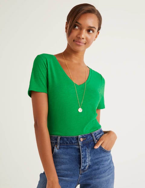 The Cotton V-Neck Tee - Rich Emerald The Cotton V-Neck Tee - Rich Emerald