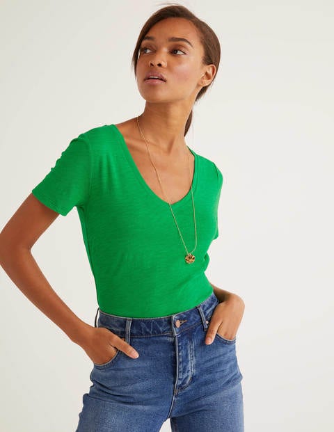 The Cotton V-Neck Tee - Rich Emerald The Cotton V-Neck Tee - Rich Emerald