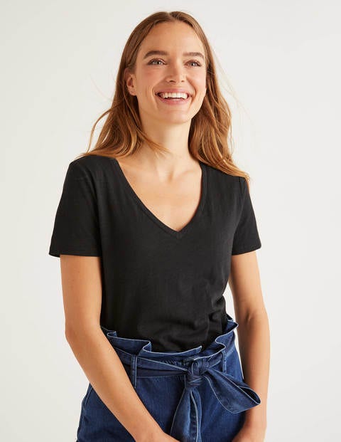 The Cotton V-neck Tee - Black The Cotton V-neck Tee - Black