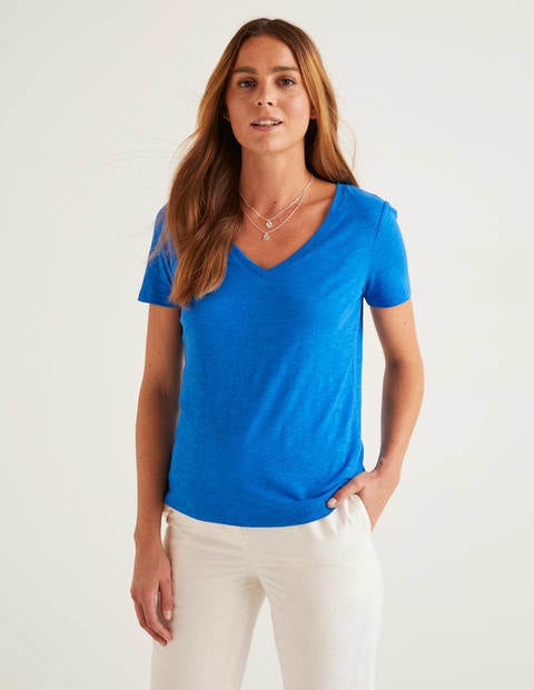 The Cotton V-Neck Tee - Bold Blue The Cotton V-Neck Tee - Bold Blue