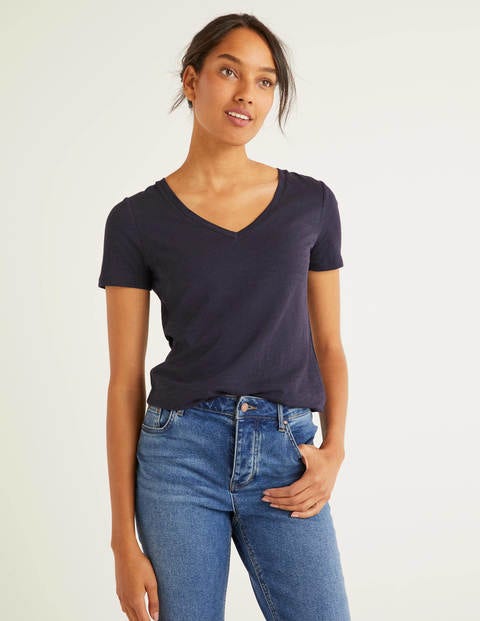 The Cotton V-neck Tee - Navy The Cotton V-neck Tee - Navy