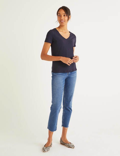 The Cotton V-neck Tee - Navy The Cotton V-neck Tee - Navy