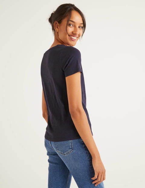 The Cotton V-neck Tee - Navy The Cotton V-neck Tee - Navy