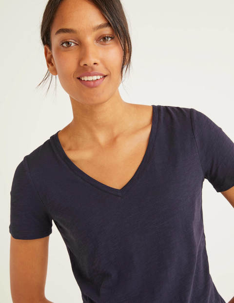 The Cotton V-neck Tee - Navy The Cotton V-neck Tee - Navy