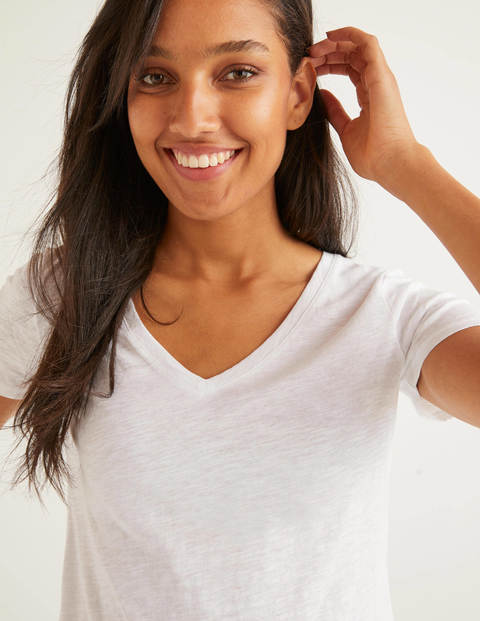 The Cotton V-neck Tee - White The Cotton V-neck Tee - White