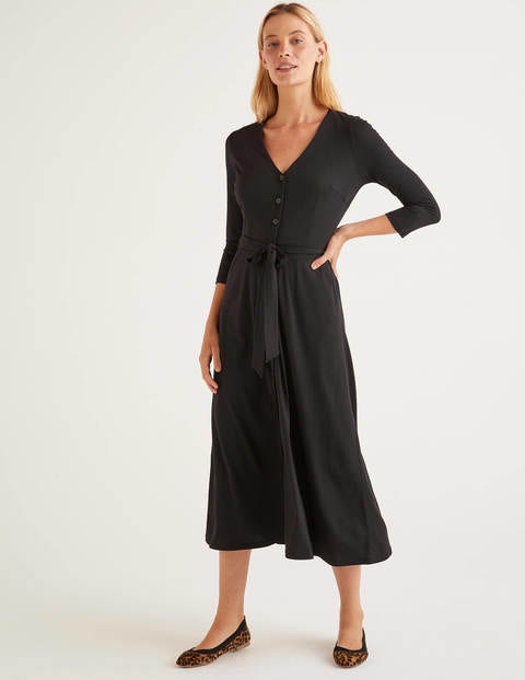 Fleur Jersey Midi Dress - Black | Boden UK