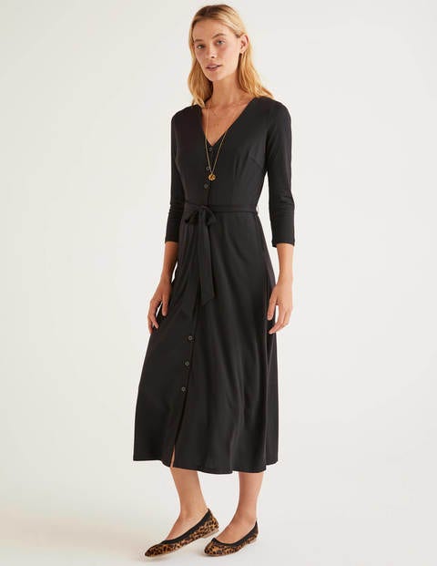 Fleur Jersey Midi Dress - Black Fleur Jersey Midi Dress - Black