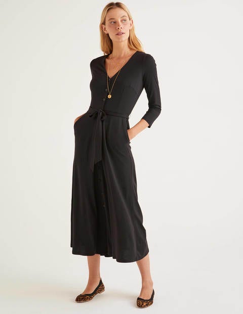 Fleur Jersey Midi Dress - Black Fleur Jersey Midi Dress - Black