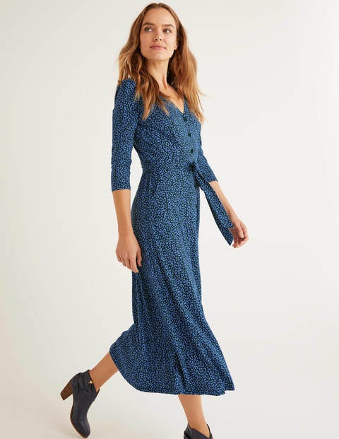 Fleur Jersey Midi Dress - Sky Blue, Animal Stamp Fleur Jersey Midi Dress - Sky Blue, Animal Stamp