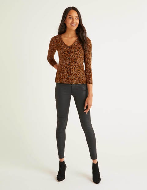 Fleur Jersey Top - Black, Animal Stamp Fleur Jersey Top - Black, Animal Stamp