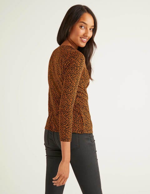 Fleur Jersey Top - Black, Animal Stamp Fleur Jersey Top - Black, Animal Stamp