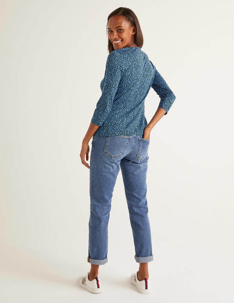 Fleur Jersey Top - Sky Blue, Animal Stamp Fleur Jersey Top - Sky Blue, Animal Stamp