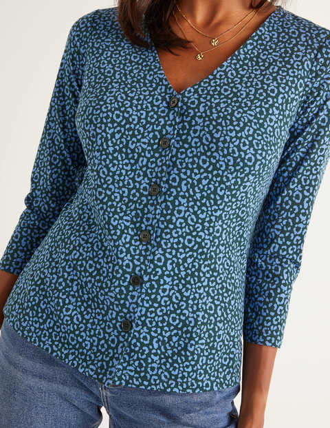 Fleur Jersey Top - Sky Blue, Animal Stamp Fleur Jersey Top - Sky Blue, Animal Stamp