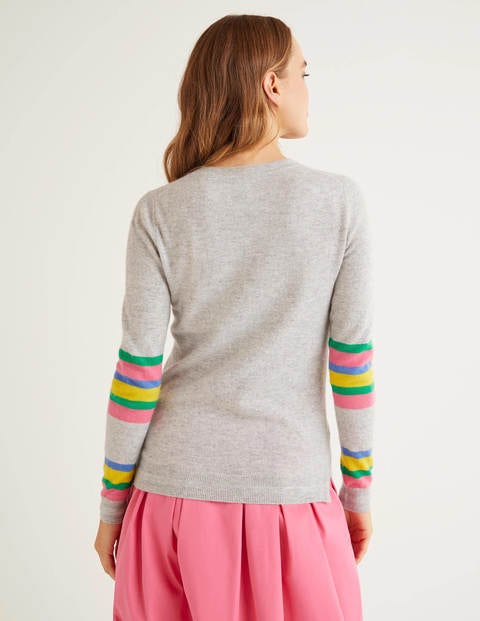 Cashmere Crew Neck Jumper - Grey Melange Colourblock Cashmere Crew Neck Jumper - Grey Melange Colourblock
