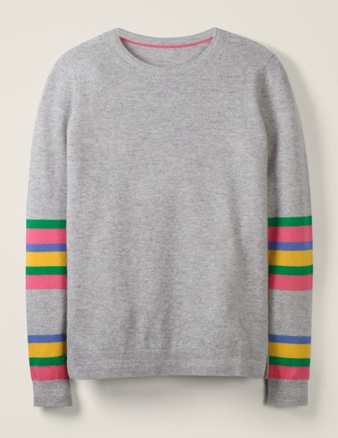 Cashmere Crew Neck Jumper - Grey Melange Colourblock Cashmere Crew Neck Jumper - Grey Melange Colourblock