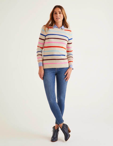 Cashmere Crew Neck Jumper - Chinchilla Melange Stripe Cashmere Crew Neck Jumper - Chinchilla Melange Stripe