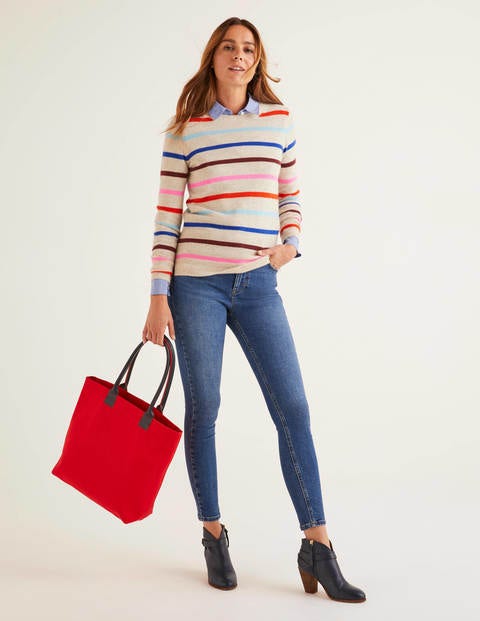Cashmere Crew Neck Jumper - Chinchilla Melange Stripe Cashmere Crew Neck Jumper - Chinchilla Melange Stripe