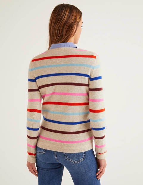 Cashmere Crew Neck Jumper - Chinchilla Melange Stripe Cashmere Crew Neck Jumper - Chinchilla Melange Stripe