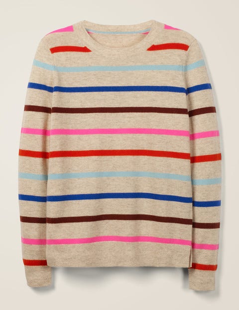 Cashmere Crew Neck Jumper - Chinchilla Melange Stripe Cashmere Crew Neck Jumper - Chinchilla Melange Stripe