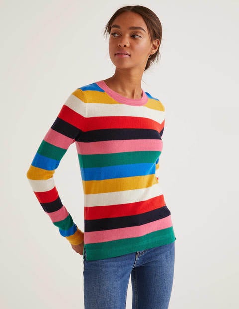 Cashmere Crew Neck Sweater - Multi Stripe Cashmere Crew Neck Sweater - Multi Stripe