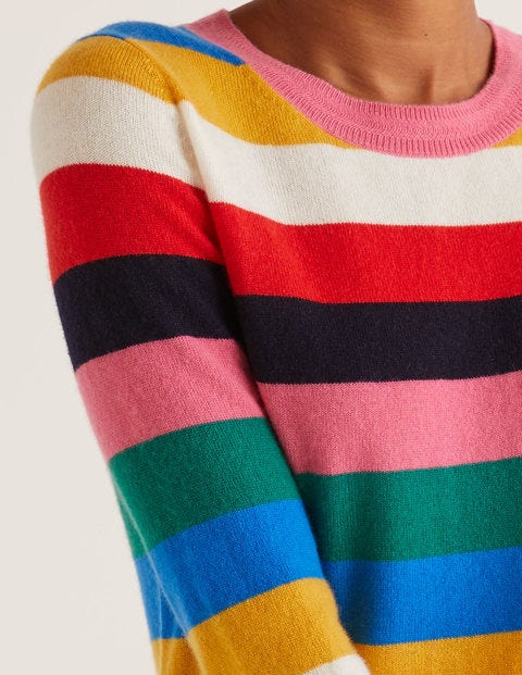 Cashmere Crew Neck Sweater - Multi Stripe Cashmere Crew Neck Sweater - Multi Stripe