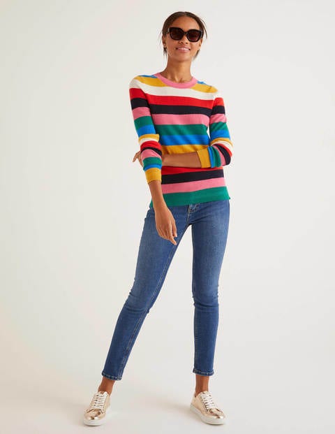 Cashmere Crew Neck Sweater - Multi Stripe Cashmere Crew Neck Sweater - Multi Stripe