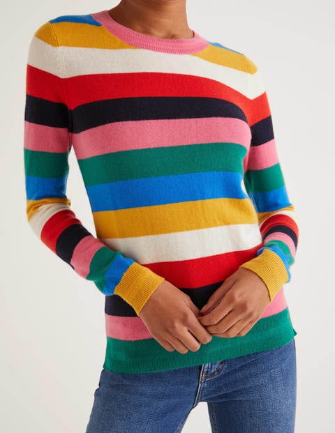 Cashmere Crew Neck Sweater - Multi Stripe Cashmere Crew Neck Sweater - Multi Stripe