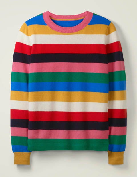 Cashmere Crew Neck Sweater - Multi Stripe Cashmere Crew Neck Sweater - Multi Stripe
