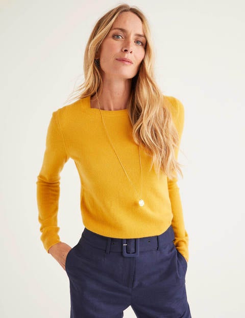 Kaschmirpullover Mit Rundhalsausschnitt - Sonnengelb Kaschmirpullover Mit Rundhalsausschnitt - Sonnengelb