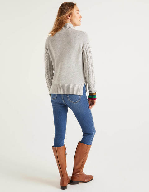 Winifred Pullover Mit Zopfmuster - Silber Melange Winifred Pullover Mit Zopfmuster - Silber Melange