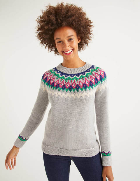 Emma Fair Isle Jumper - Grey Marl Emma Fair Isle Jumper - Grey Marl