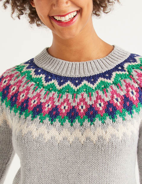 Emma Fair Isle Jumper - Grey Marl Emma Fair Isle Jumper - Grey Marl