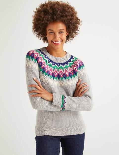 Emma Fair Isle Jumper - Grey Marl Emma Fair Isle Jumper - Grey Marl