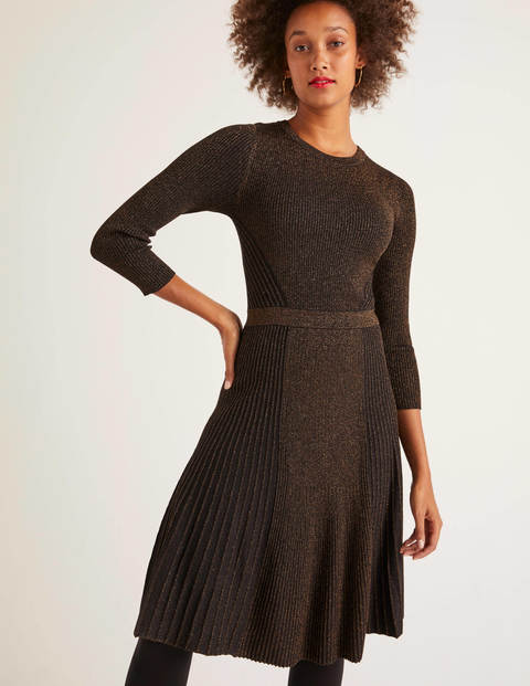 Diona Kleid mit Glitzer - Schwarz und Kupfer, Goldglitzer ...