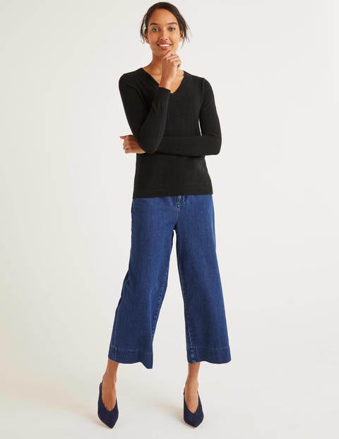 Kaschmirpullover Mit V-Ausschnitt - Schwarz Kaschmirpullover Mit V-Ausschnitt - Schwarz