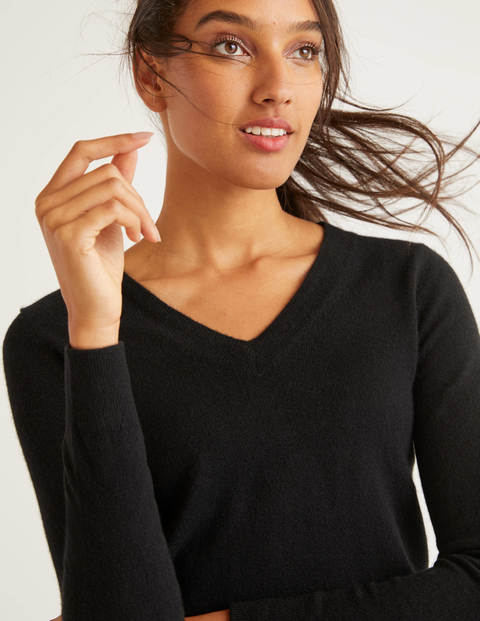 Kaschmirpullover Mit V-Ausschnitt - Schwarz Kaschmirpullover Mit V-Ausschnitt - Schwarz