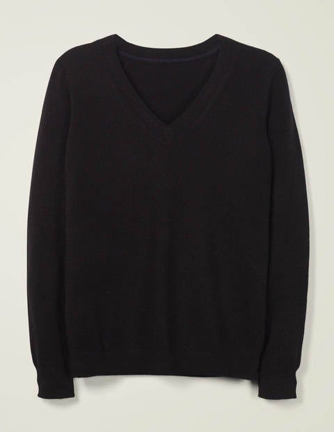 Kaschmirpullover Mit V-Ausschnitt - Schwarz Kaschmirpullover Mit V-Ausschnitt - Schwarz