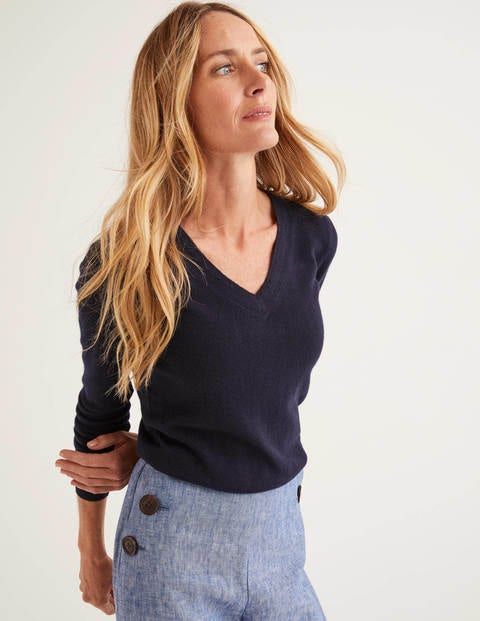 Cashmere V-Neck Sweater - Navy Cashmere V-Neck Sweater - Navy