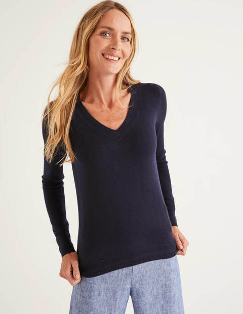 Cashmere V-Neck Sweater - Navy Cashmere V-Neck Sweater - Navy