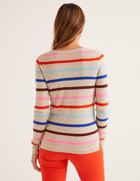 Cashmere V-neck Jumper - Chinchilla Melange Stripe Cashmere V-neck Jumper - Chinchilla Melange Stripe