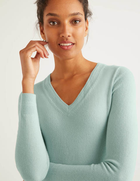 Kaschmirpullover Mit V-Ausschnitt - Pfefferminze Kaschmirpullover Mit V-Ausschnitt - Pfefferminze